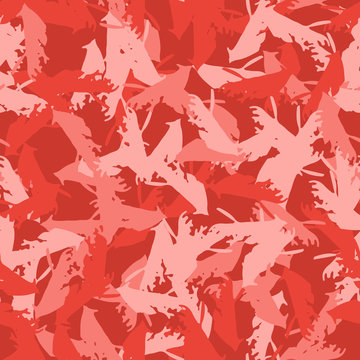 Imitation of camouflage - seamless pattern in different shades of red and pink colors © Ko_Te