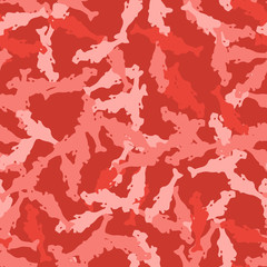 Imitation of camouflage - seamless pattern in different shades of red and pink colors