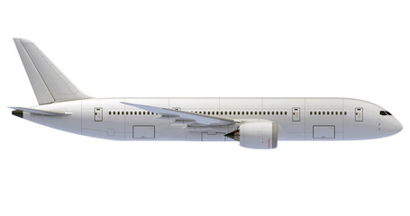 Commercial jet plane. 3D render. Right Side view
