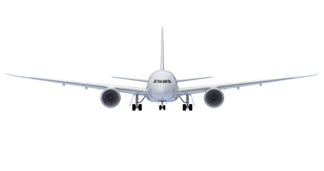 Fototapeta na wymiar Commercial jet plane. 3D render. Front view