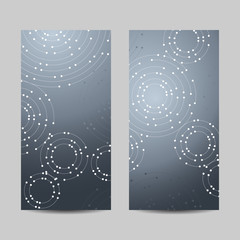 Set of vertical banners. Geometric pattern with connected lines and dots