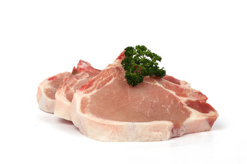 Fresh raw pork steaks - pork loin chops - isolated