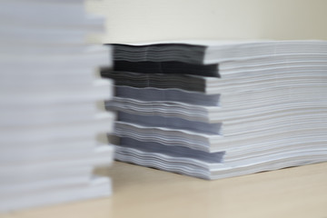 Pile of unfinished documents. Business papers or document is written