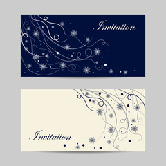 Set of horizontal banners. Beautiful winter pattern with snowflakes and swirls