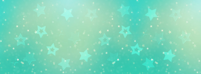 Festive abstract background with blue stars, bokeh. Texture for new year, birthday, baby shower party. Creative pattern. Banner