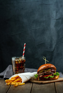 Burger with fries