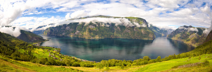 Fototapeta na wymiar Fjord panorama, Aurlandfjord and Sognefjord, Norway