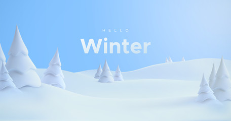 Hello Winter. Snowy landscape