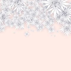 Fototapeta na wymiar Christmas Background with White Paper Snowflakes