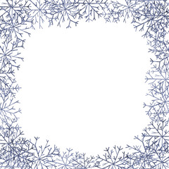 Obraz premium Christmas square frame with snowflakes. Winter mood.