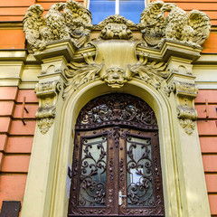 Antique doors of old European buildings.