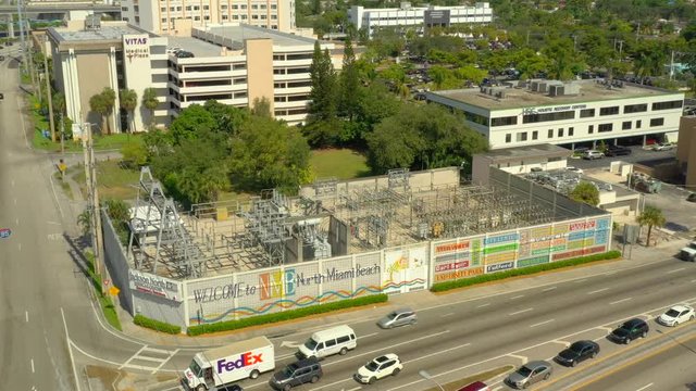 Aerial video Welcome to North Miami Beach power station
