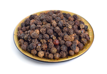 Close up of papper grains isolated on white background