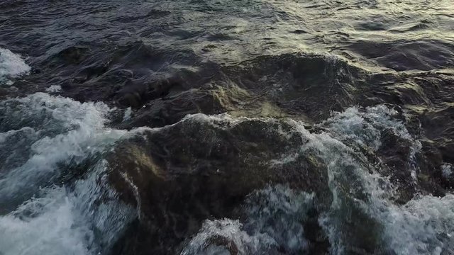 Fast River In Iceland Close-up aerial video P2