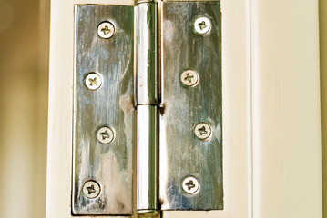 Stainless door hinge on white door close