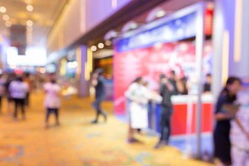 Abstract blurred event exhibition with people background, business convention show concept.