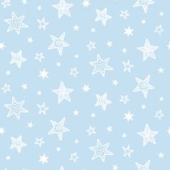 Hand drawn stars doodles. Seamless pattern