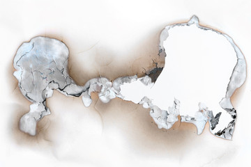 Hole burnt in a sheet of paper - throughhole