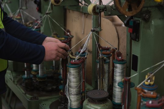 Worker working in rope making industry