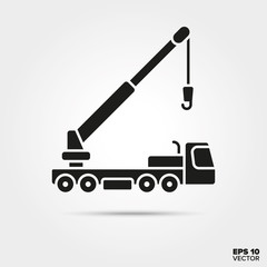 mobile crane truck vector icon