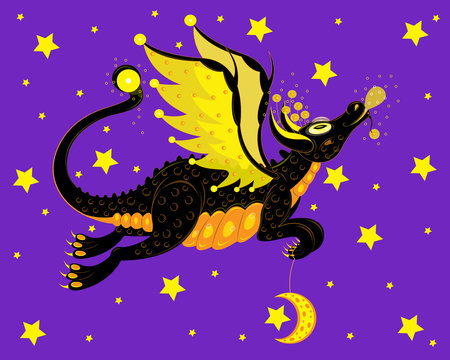 The black dragon transfers the moon