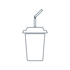 Drink with a Straw Line icon.Takeaway Cup. Flat design.Vector
