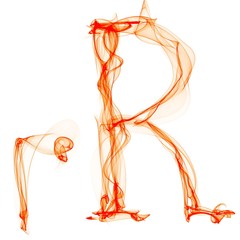 R and r letter made of fire