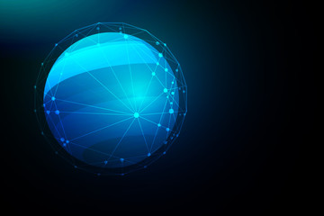 Global network connection with business concept and world map line, vector illustrator