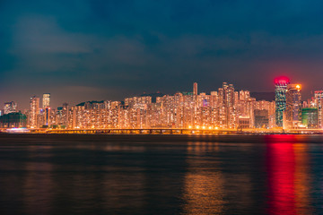 Naklejka premium Business Towers and Residential Apartment Buildings in Hong Kong