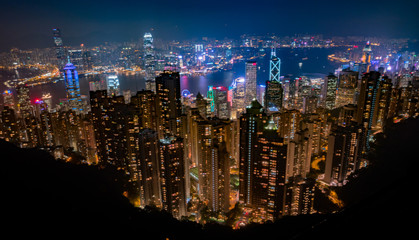 Obraz premium Hong Kong, China city skyline viewed from above