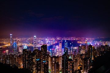 Hong Kong, China city skyline viewed from above
