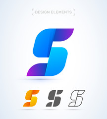 Vector abstract letter S logo template. Origami paper material design