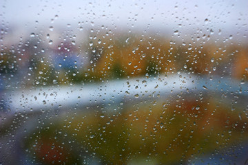 Raindrops on glass