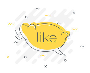 Quick Tips badge with like speech bubble. Trendy flat vector on yellow background. Heart vector illustration.