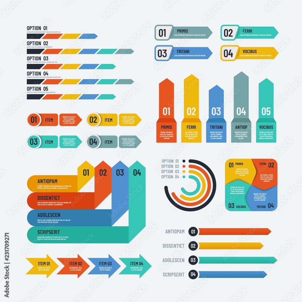 Poster presentation infographics. flowchart timeline process chart workflow option diagrams. infographic ve