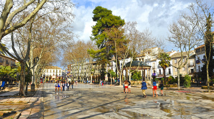 Square of the Constitution in Baeza. Renaissance city in the province of Jaén. World heritage site...