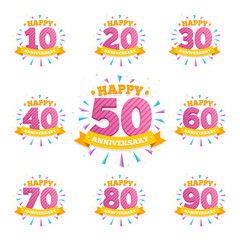 Anniversary emblems. Creative vector layout for invitation card. Illustration of emblem anniversary badge, birthday holiday celebrate