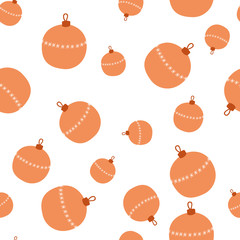 Seamless pattern with christmas tree ball in hand drawn style.