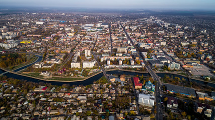 Fototapeta na wymiar Aerial view of cityscape in Kropivnitskiy. Former name Kirovograd.