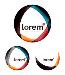 Set of geometric shape convergence logo design templates