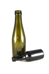 Wine bottles on white background close-up 