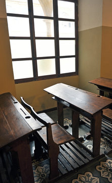 Classroom of Antonio Machado, Old University in Baeza. Renaissance city in the province of Ja&eacute;n. World heritage site by Unesco. Andalusia, Spain