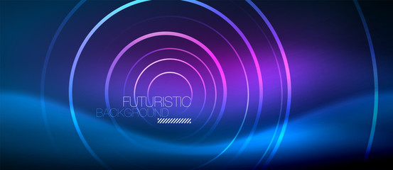 Neon glowing circles background