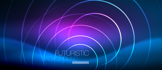 Neon glowing circles background