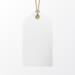 Blank labels template price tags realistic vector. close up of blank price label on white background