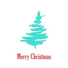 Merry Christmas card with fir-tree in flat style