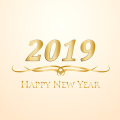 2019 Happy New Year. Golden vector text