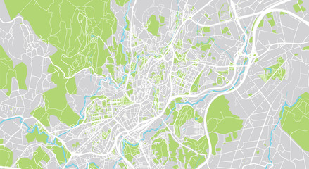 Urban vector city map of Santiago de Compostela, Spain
