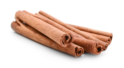 Cinnamon sticks isolated on white