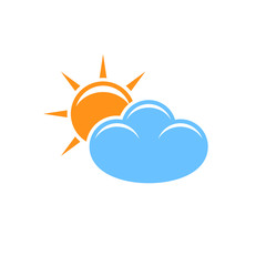 Weather. Icon. Isolated sun and cloud on white background